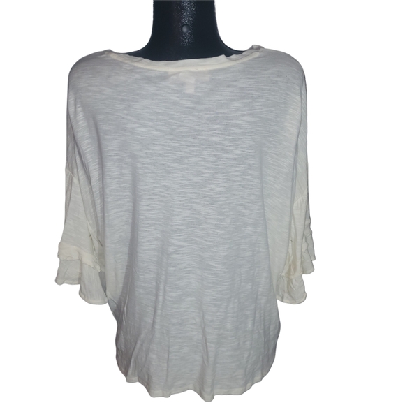 Philosophy White Ruffled Short Sleeve with Lace Cutout Neckline 2X - Picture 5 of 6